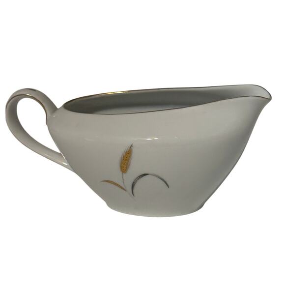 Eternal Harvest Creamer Gravy Boat Wheat Gold Trim - Picture 1 of 7